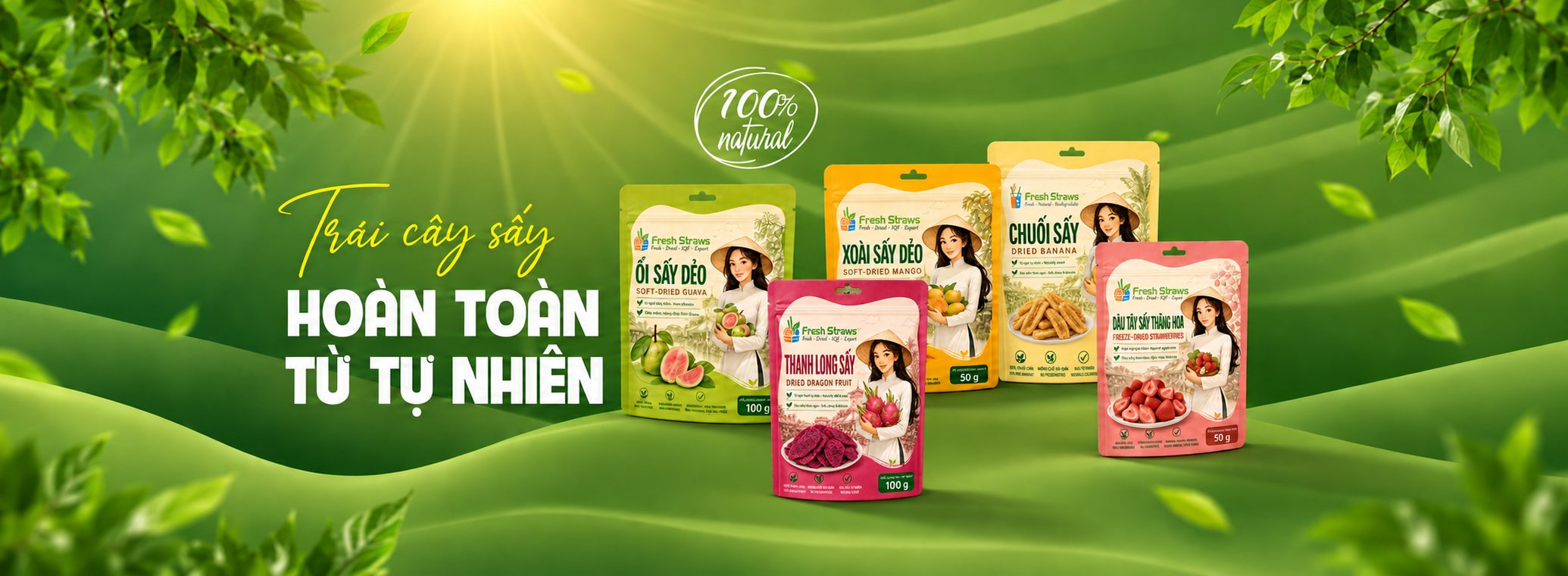 Trái cây sấy Fresh Straws — hoàn toàn từ tự nhiên