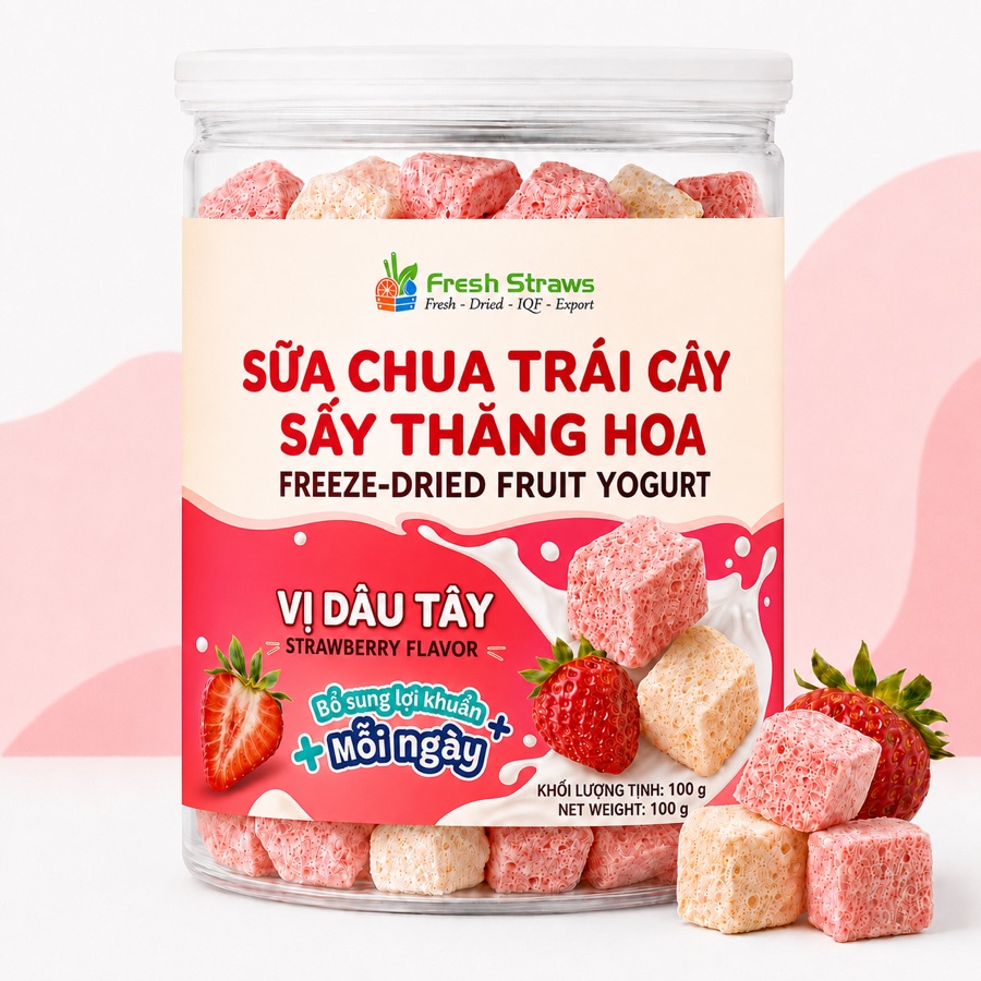 Sữa chua sấy thăng hoa vị Dâu